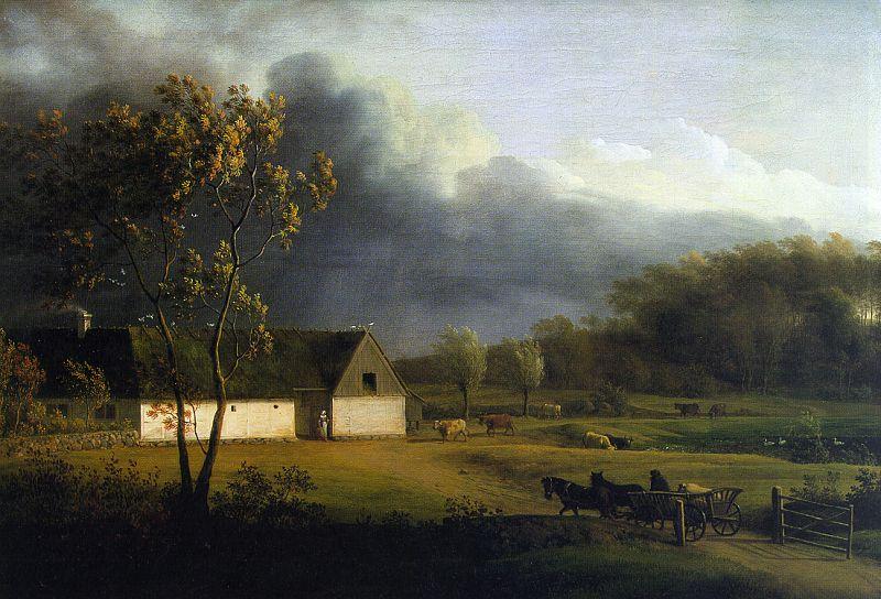 Jens Juel A Storm Brewing Behind a Farmhouse in Zealand oil painting picture